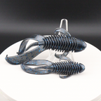 Soft plastic creature baits in dark blue glitter, 3.25–4.25 in
