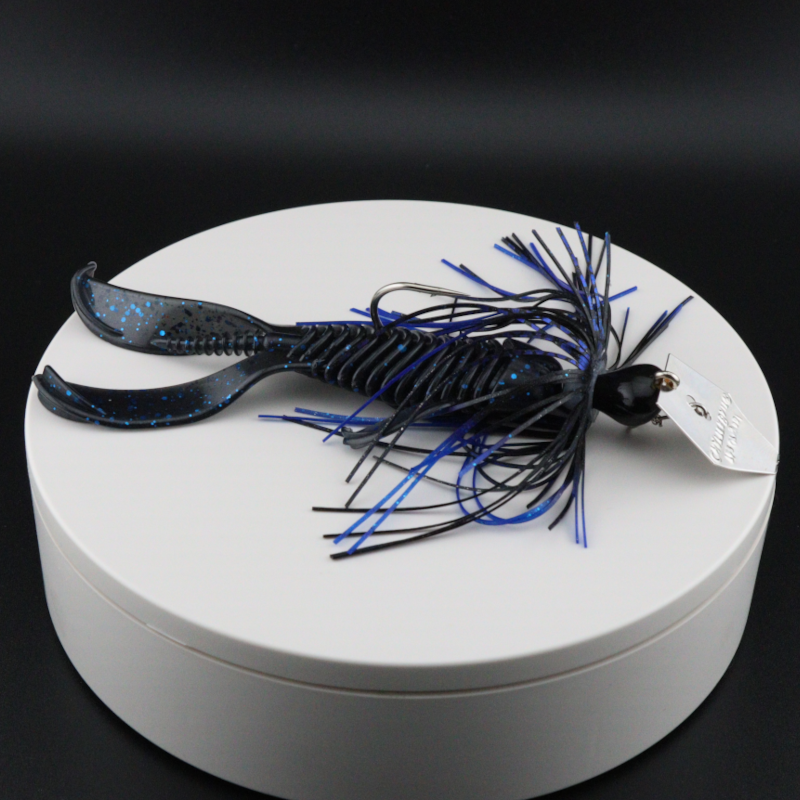 3.25-inch creature lure with dark blue body, blue tentacles, and black jig head