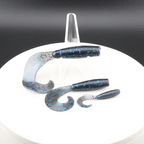 Go-to Grub soft fishing lures in blue speckled color, worm-shaped with curly tails