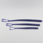 Blue-purple glitter fishing worm lures with curled tails