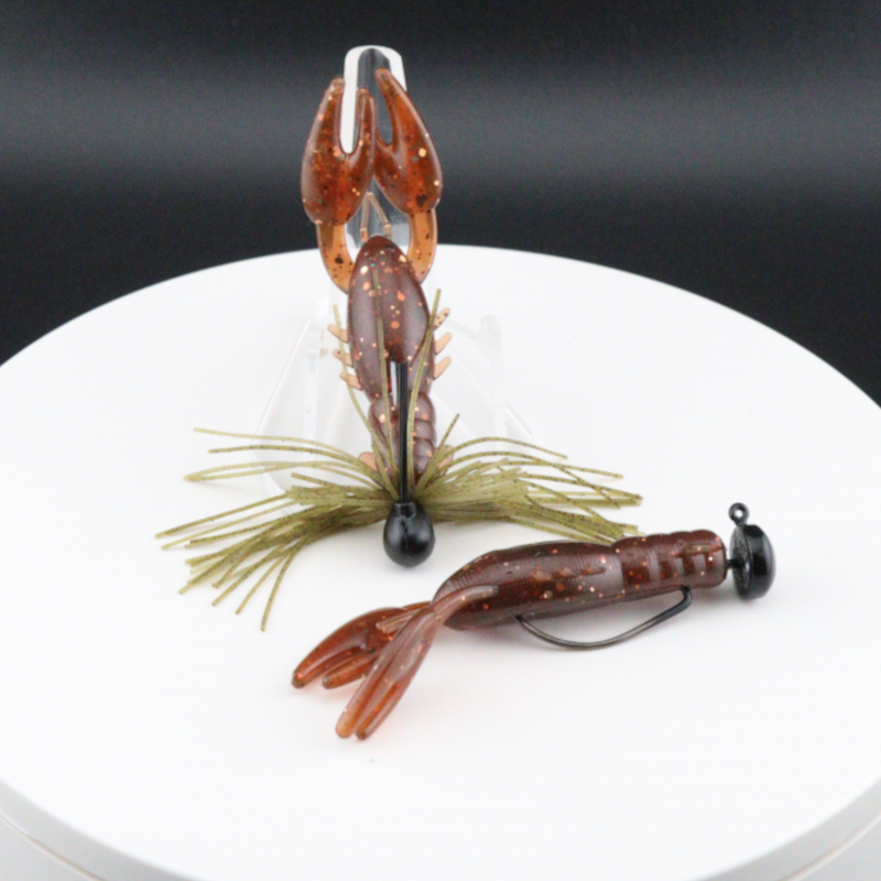 Pinchy Craw 2.5-inch craw lure in brown with green skirt and black jig head