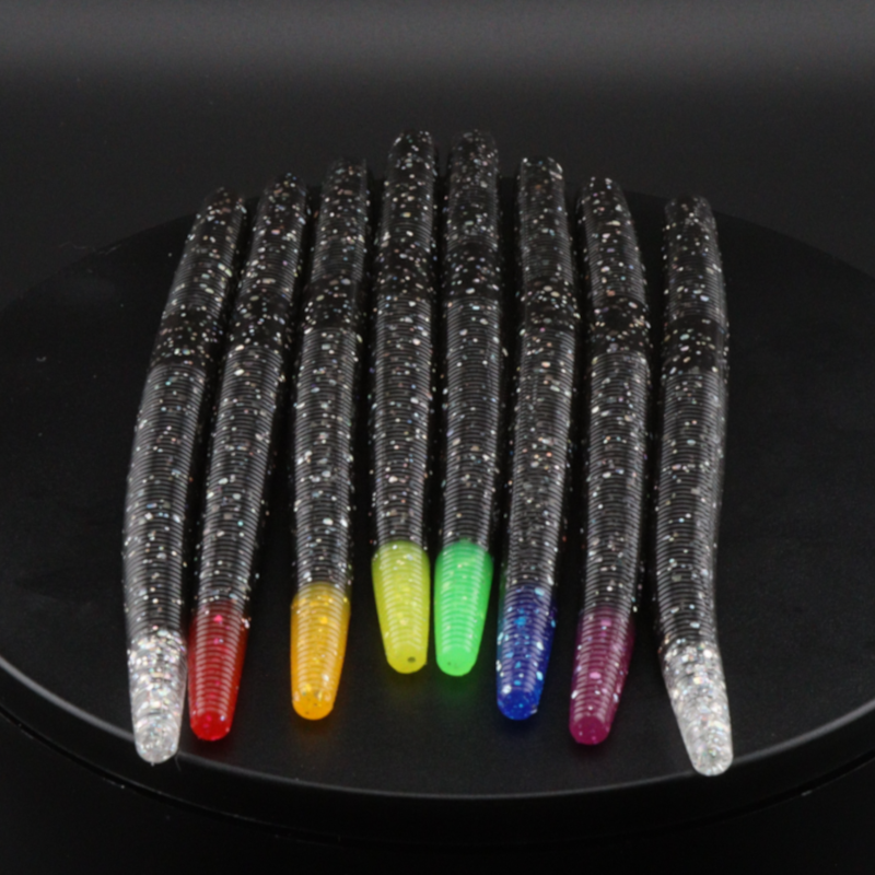 PRIDE 5-inch stick bait set: glitter black bodies with red/yellow/green tips