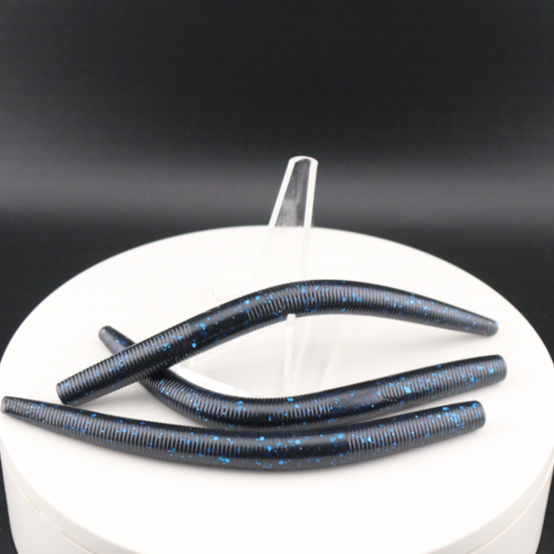 5 inch stick worm lures, dark blue with speckled shimmer