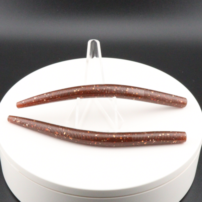 5 inch stick worm lures, copper brown with sparkle glitter