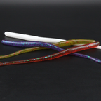 Straight tail worm lures with white, purple, and green multicolor speckled bodies