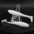 3.8-inch soft plastic worm lures, translucent white with ribbed body