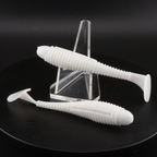 3.8-inch soft plastic worm lures, translucent white with ribbed body